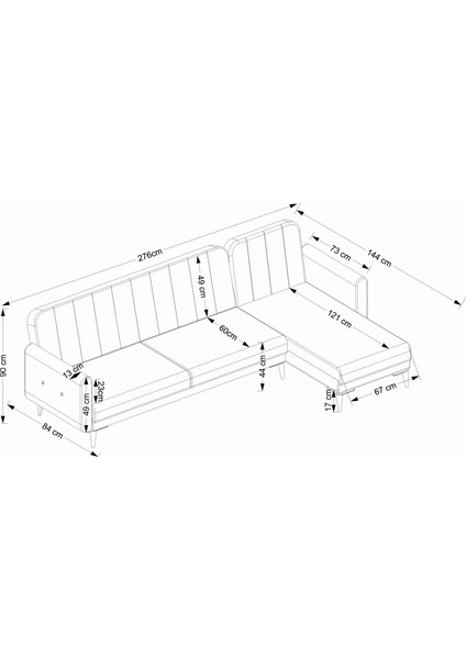 Bona 3+Dinlenme Köşe Takımı Bej Valebo-03 Ceviz Ayak