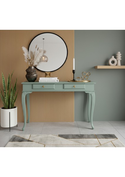 100 cm Masif Çekmeceli Lükens Su Yeşili Dresuar