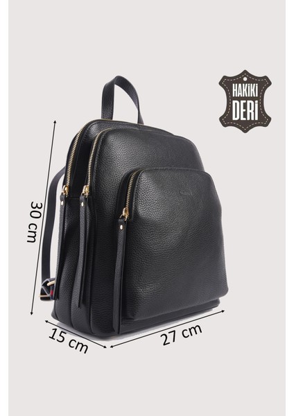 Hakiki Deri Kadın Sırt Çantası Siyah SMR9209 fiyatları