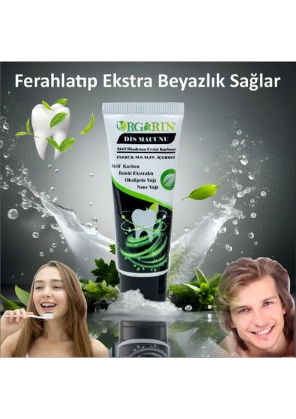 Aktif Karbonlu Beyazlatıcı Diş Macunu SLS İçermez 75 ml Nane ve Okaliptüs Aromalı fırsatları