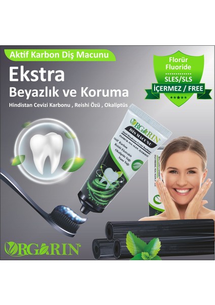 Aktif Karbonlu Beyazlatıcı Diş Macunu SLS İçermez 75 ml Nane ve Okaliptüs Aromalı indirimleri