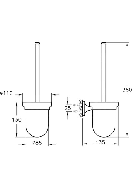 VitrA Marin A44948 Tuvalet Fırçalığı, Krom