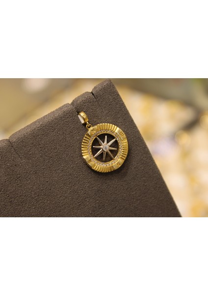 14 Ayar Altın Pusula Kolye Ucu