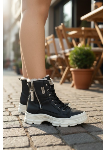 Conpax 5428 Siyah & Bej Kadın Fermuarlı & Bağcıklı Bot modelleri