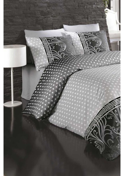 Çift Kişilik Nevresim Takımı Pamuklu Siyah Inci