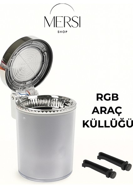 Rgb Işıklı Kapaklı Araç Içi Kokusuz Küllük | Bardaklık Uyumlu LED Aydınlatmalı Kül Tablası fiyatları