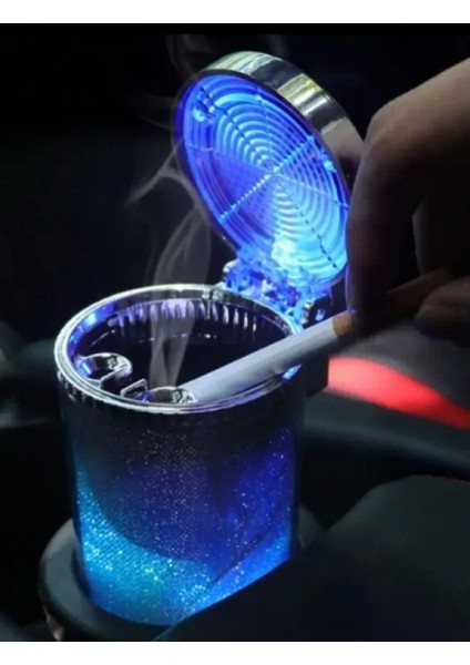 Rgb Işıklı Kapaklı Araç Içi Kokusuz Küllük | Bardaklık Uyumlu LED Aydınlatmalı Kül Tablası fırsatları