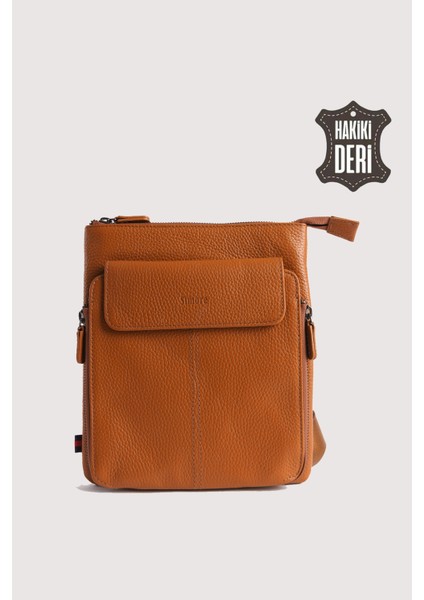 Hakiki Deri Erkek Postacı Çantası Taba SMR9279