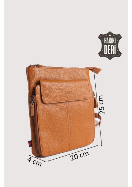 Hakiki Deri Erkek Postacı Çantası Taba SMR9279 fiyatları