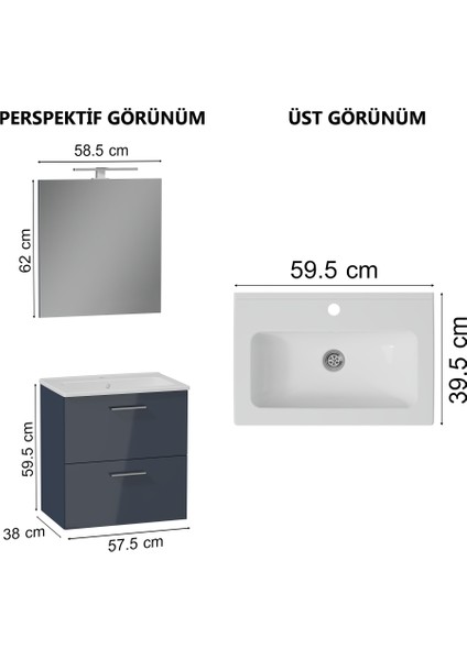 Mia 75102 Banyo Dolabı Seti Çekmeceli 60 cm Antrasit fiyatları