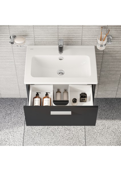 Mia 75102 Banyo Dolabı Seti Çekmeceli 60 cm Antrasit indirimleri