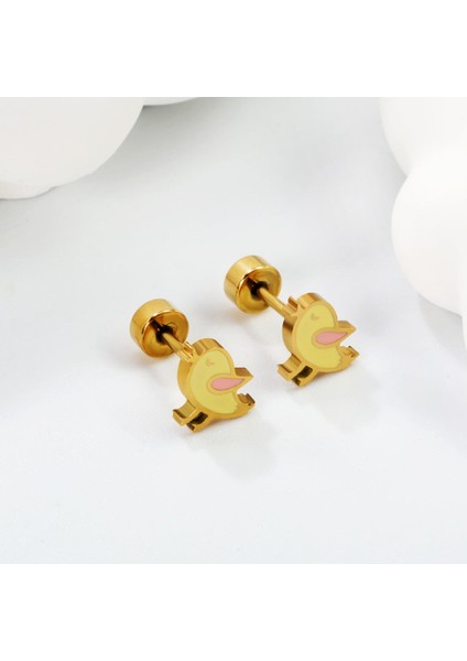 Sevimli Kuş Model Çelik Çocuk Küpesi - Vidalı Kapama fiyatları