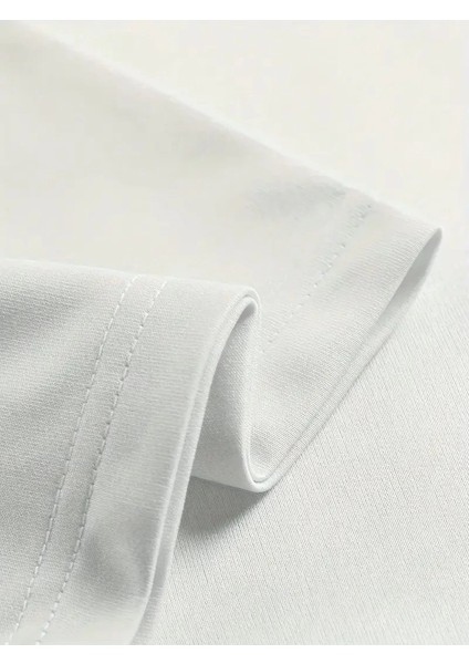 20/1 Penye Compack Ön Arka Ejder Baskılı Oversize Bisiklet Yaka T-Shirt - Beyaz -Vlmr indirimleri