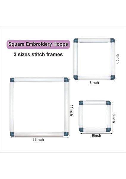 3'lü Paket Çapraz Dikiş Kasnakları Nakış Kapitone Çerçevesi, Mavi (Yurt Dışından) fiyatları