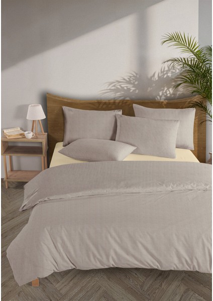 Chıc %100 Pamuk Ranforce Akay Bej Ipliği Boyalı Nevresim Takımı Çift Kişilik - 200X220 cm fiyatları