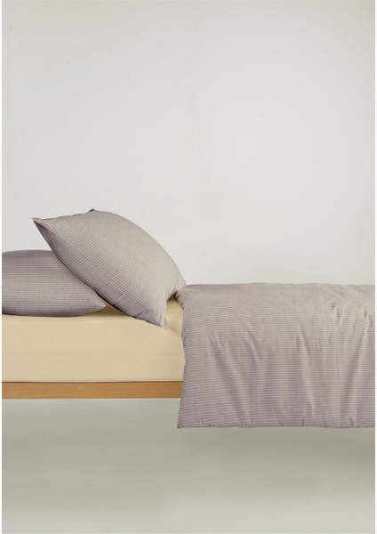 Chıc %100 Pamuk Ranforce Akay Bej Ipliği Boyalı Nevresim Takımı Çift Kişilik - 200X220 cm fırsatları