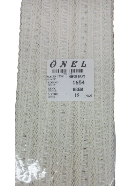 Dantel Polyester Güpür Bant Krem 15 Metre En 3 cm ON-1654-K