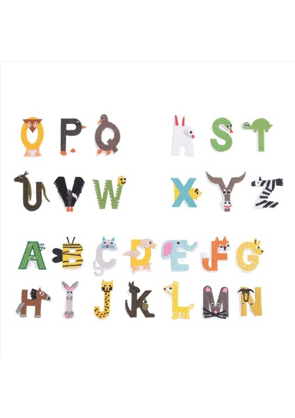 Giysiler Için Çizgi Film Renkli Alfabe Yamaları Çıkartma Nakış Yamaları (Yurt Dışından) modelleri