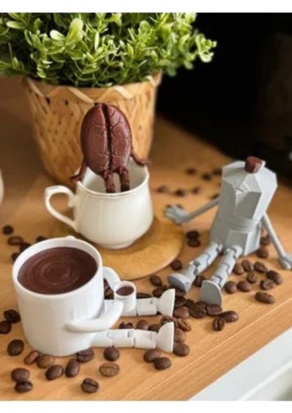 3'lü Solaris Cezve ve Kahve Tanesi Seti - Ayaklı Sevimli Kahve Köşesi Seti fiyatları