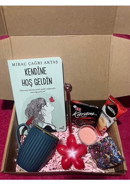 Hoş Geldin Kutusu & Kitap, Kahve ve Mumlu Huzur Kutusu