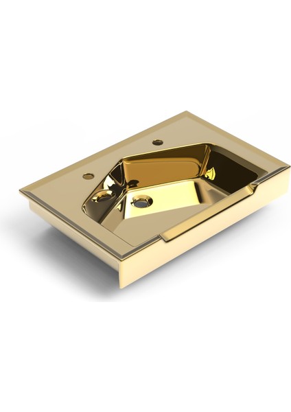 Seramik Kuaför Lavabosu 65 cm Altın Erkek Kare Lavabo