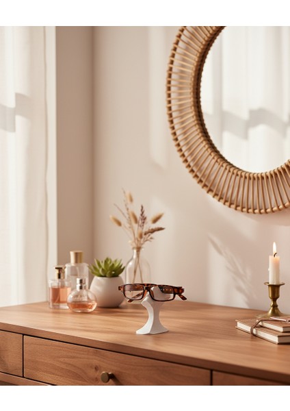 3D Baskı Gözlük Standı Beyaz Gözlük Organizer Masaüstü Dekoratif Aparat Tutucu Askı (Uzun)