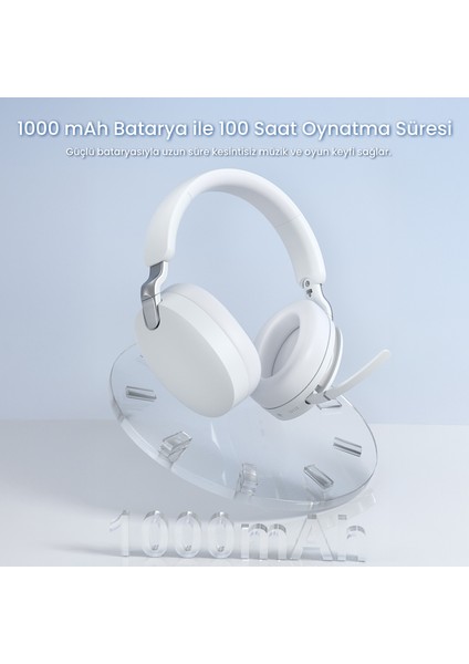 A500 Hybrid Anc 2.4ghz Kablosuz ve Bluetooth 5.4 Aux Mikrofonlu Kulak Üstü Kulaklık Bej