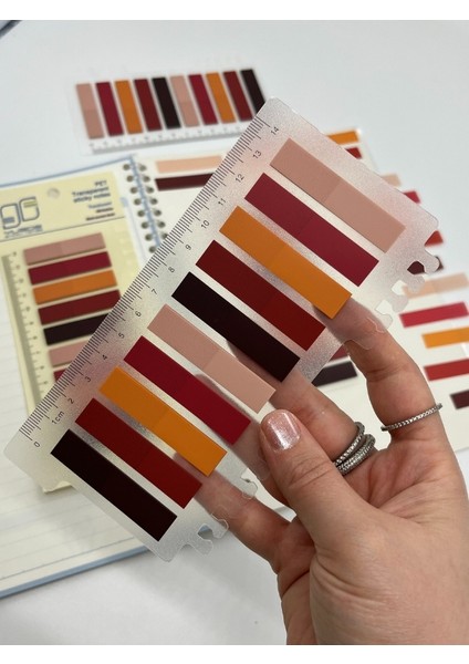 10 Renkli Cetvelli Sonbahar Kahverengi Tonları Indeks Sticker/index/postit/post-It/kitap Ayracı/not Kağıdı