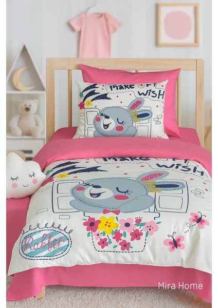 Dijital Baskılı 3D Pamuklu Yenidoğan Bebek Nevresim Takımı Wish Rabbit