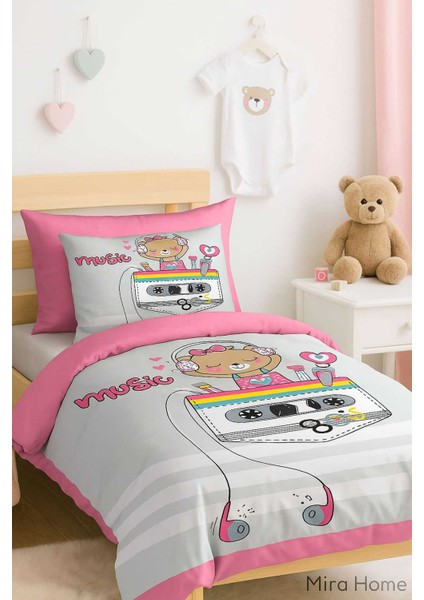 Dijital Baskılı 3D Pamuklu Yenidoğan Bebek Nevresim Takımı Enjoy Music