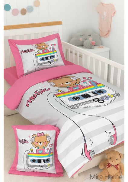 Dijital Baskılı 3D Pamuklu Yenidoğan Bebek Nevresim Takımı Enjoy Music modelleri