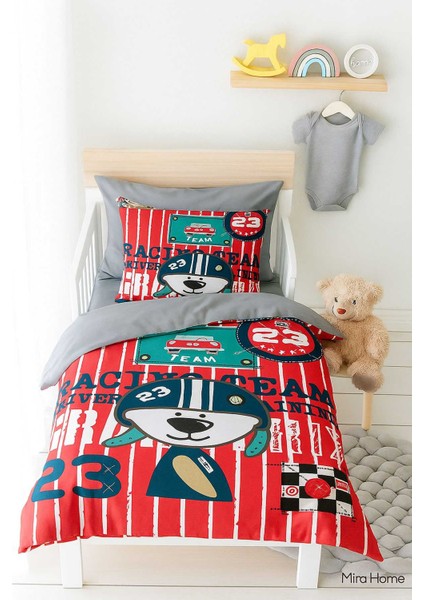 Yenidoğan Erkek Bebek Nevresim Takımı ;100 Pamuklu Racing Team