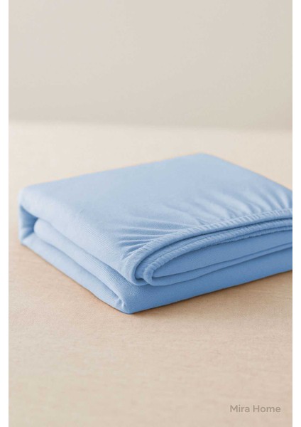 Tek Kişilik Düz Penye ;Pamuklu Lastikli Çarşaf 100X200 cm Newsheet Mavi fırsatları