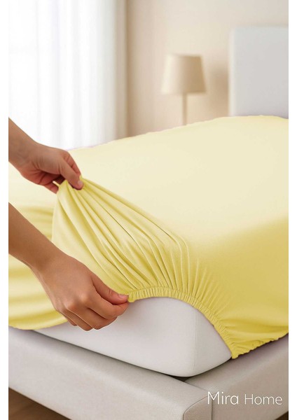 Tek Kişilik Düz Penye ;Pamuklu Lastikli Çarşaf 100X200 cm Newsheet Sarı fiyatları