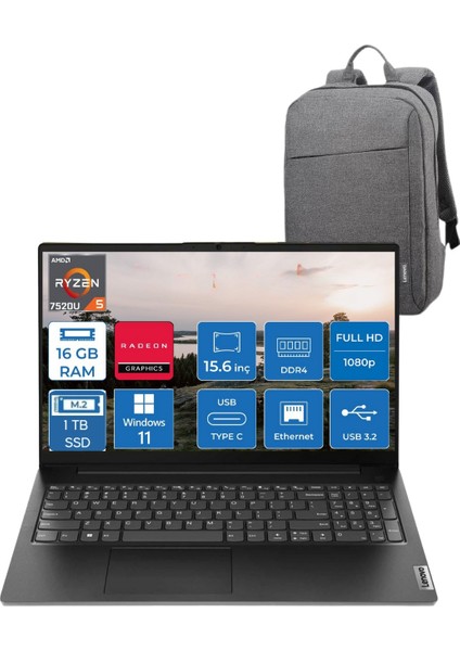 Nb Ryzen-5 7520U 16GB 1tb SSD 0/b 15.6 W11P 82YU0123TX Dizüstü Bilgisayar