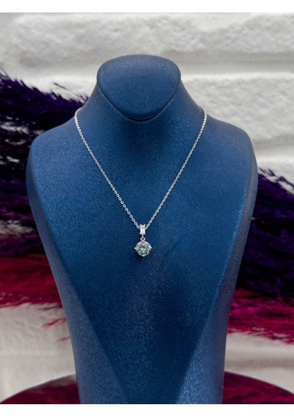 925 Ayar Gümüş Mistik Topaz Taşlı Özel Tasarım Zarif Kadın Kolye