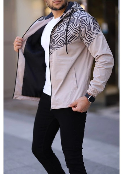 Unisex Kapüşonlu Içi Astarlı Yağmurluk - Bej -Vlmr