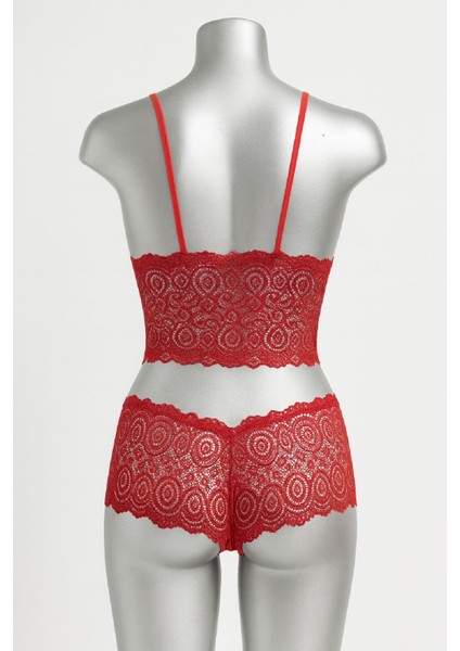 Kadın Kırmızı Dantel Bralet Şort Takımı – Tutkulu ve Çekici Iç Giyim fırsatları
