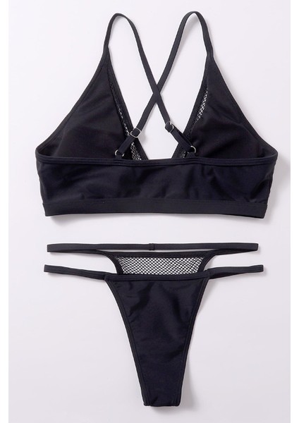 Kadın Siyah File Detaylı Iç Çamaşır Takımı indirimleri