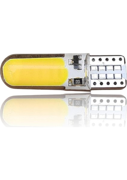 T10 12V LED Ampül Çakar Silikonlu 12 Sarı