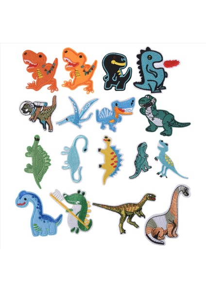 17 Adet Dinozor Ütü Yaması Giysiler Için Işlemeli Dikiş Yamaları (Yurt Dışından) fiyatları