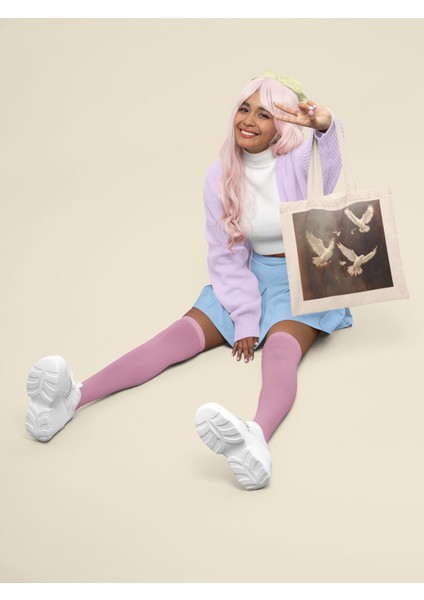 Falling Doves Tote Çanta - Şirin Tote Çantalar, En Iyi Tote Çanta Koleksiyonu, Tote Çantalar, Estetik Kitap Çantaları modelleri