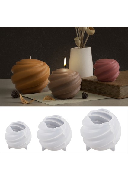 3 Adet Döner Küre Mum Kalıbı Spiral Oymalı Aromaterapi Mum Kalıbı (Yurt Dışından) fiyatları