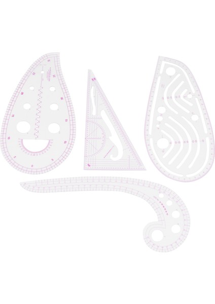 Dikiş Cetvel Seti (4 Parça) - Metrik Cetvel Ölçüm Şablonu Araçları 4 Stil (Yurt Dışından)