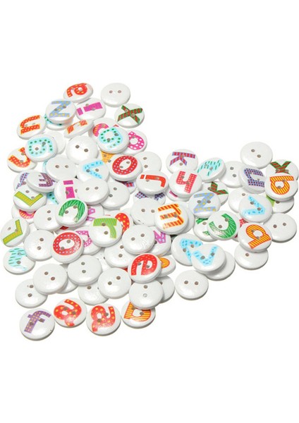 100 Adet Boyalı Harfli Alfabe Ahşap Dikiş Düğmesi Scrapbooking (Yurt Dışından)
