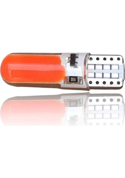 T10 12V LED Ampül Çakar Silikonlu 12 Kırmızı