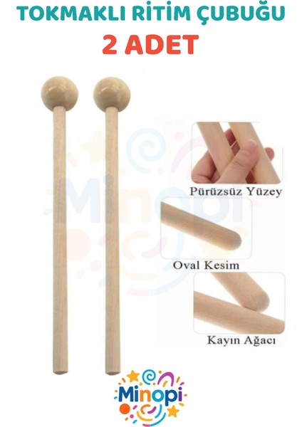 20 cm 1 Çift Tokmaklı Ahşap Ritim Çubuğu Eğitici Anaokulu Ritim Tokmağı Toplam 2 Adet