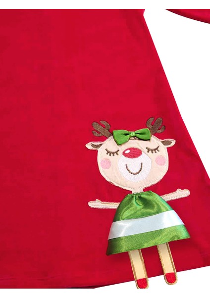 Yaramaz Geyik Kız Yılbaşı Kadife Kırmızı Elbise indirimleri