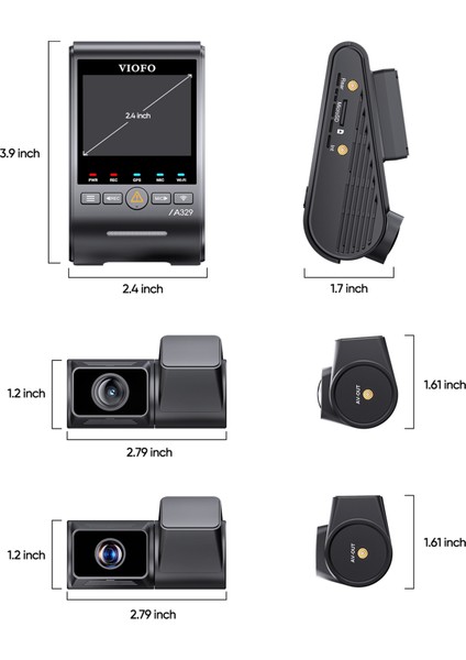 A329T 3 Kameralı Ön+Telefoto+Arka 4K+2K+2K Wi-Fi 6 HDR Sony STARVIS 2 Sensör GPS'li SSD Destekli Araç Kamerası