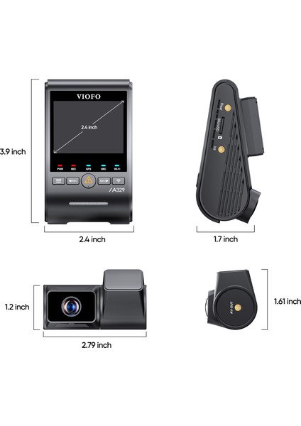 A329T 2 Kameralı Ön+Arka 4K 60FPS+2K Wi-Fi 6 Hdr Sony Starvıs 2 Sensör Gps'li SSD Destekli Araç Kamerası